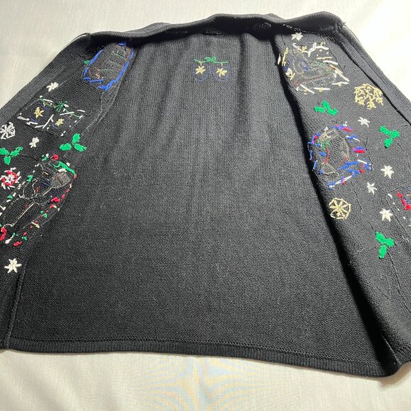 Vintage Women's Erika Beaded Embroidery Appliqués Christmas Theme Sweater Vest - Picture 7 of 7